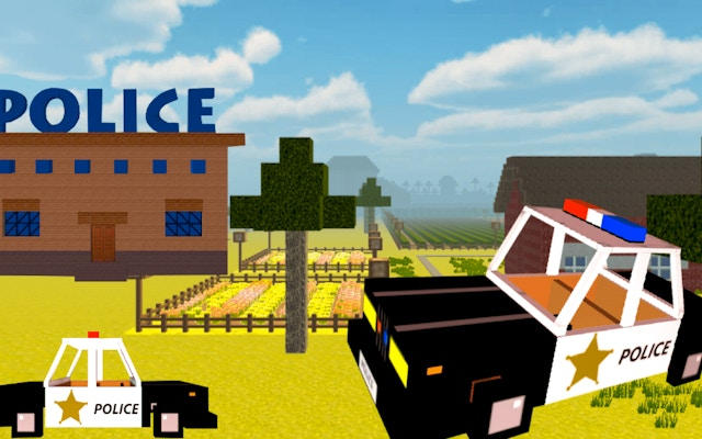 Police Craft Block Car Race - 3D Police Car Driving Game